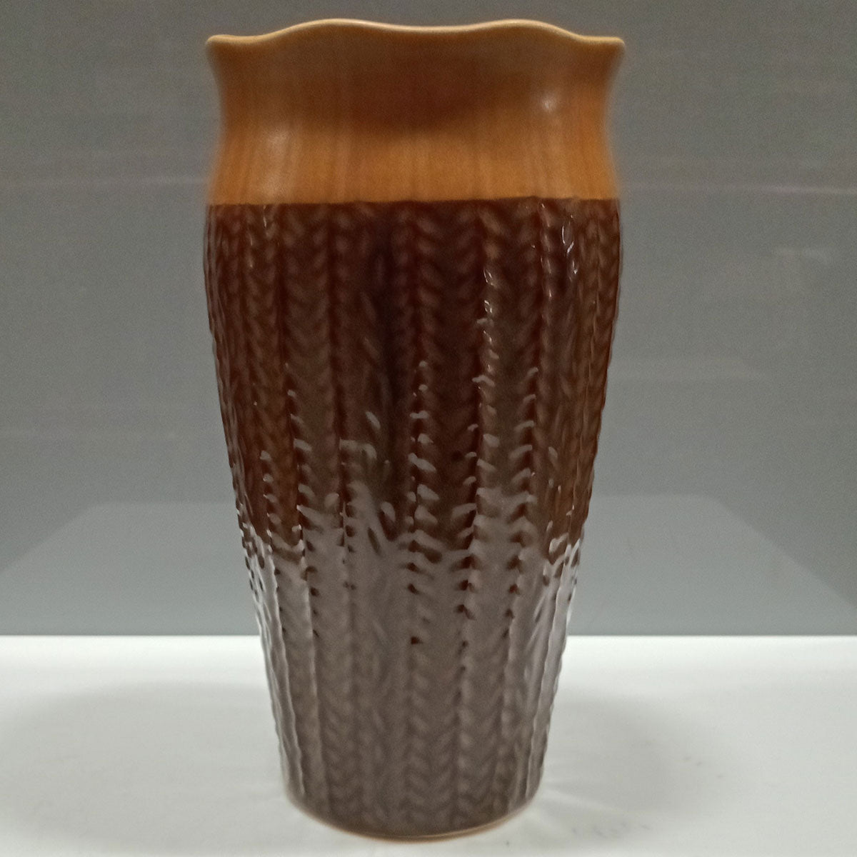 Vaso Cerâmica Marrom 27x14cm para Arranjos Florais Decorativos