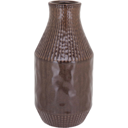 Vaso de Cerâmica Marrom 29x14cm para Decoração de Ambientes