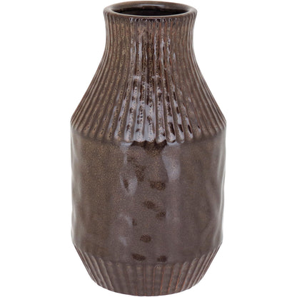 Vaso de Cerâmica Marrom 21x12cm para Decoração e Arranjos Florais