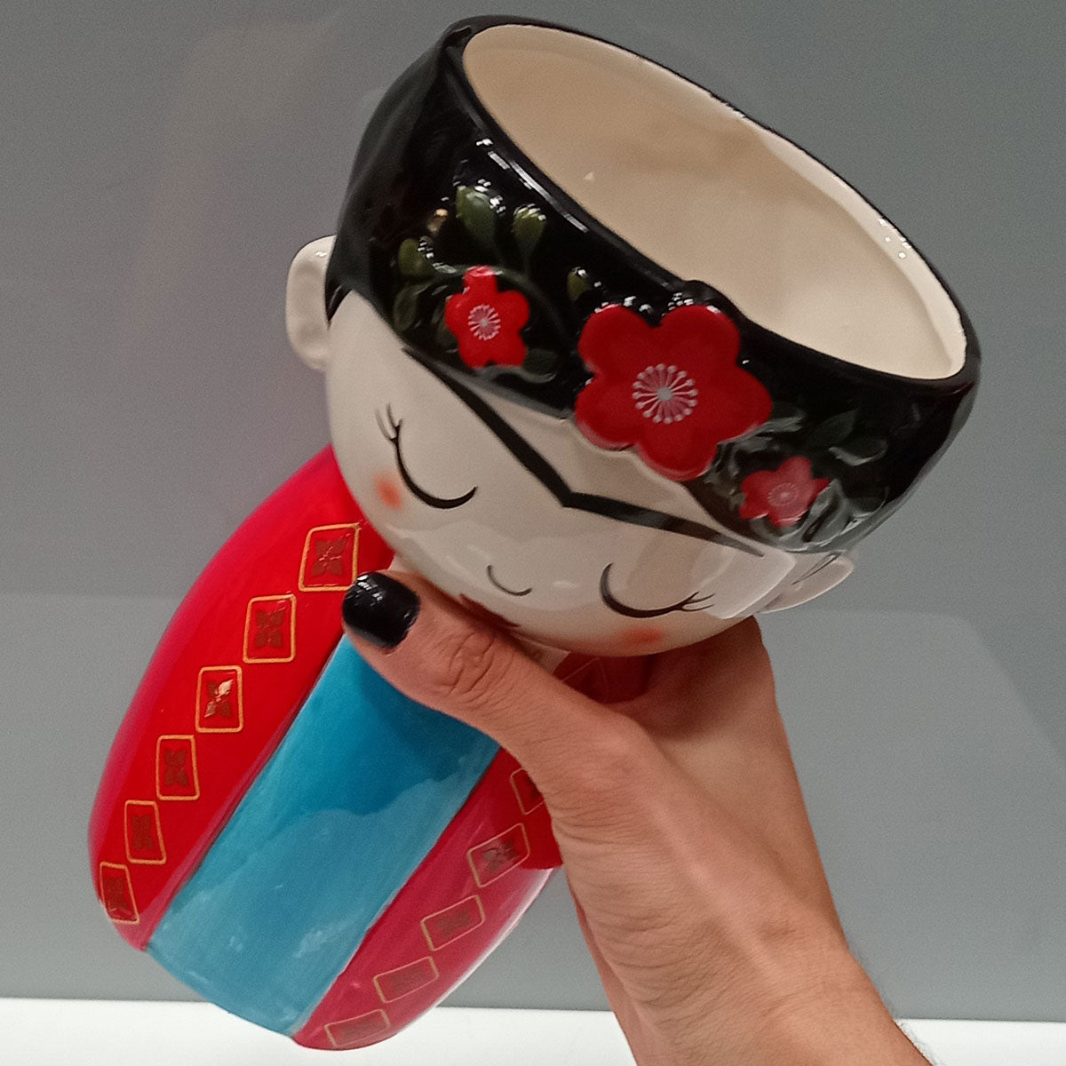 Cachepô de Cerâmica Multicolorido 21x13x13cm para Plantas