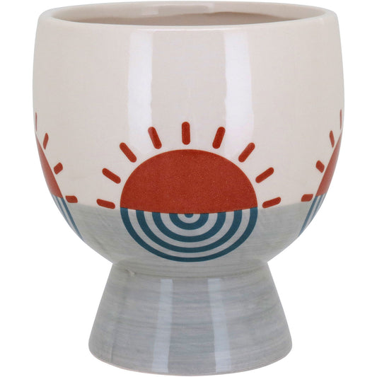 Cachepô de Cerâmica Bege 15x13x13cm para Plantas Decorativas