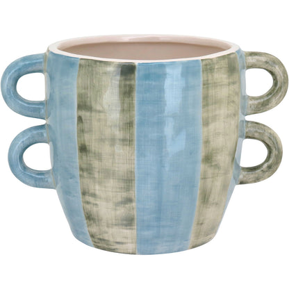 Cachepô Cerâmica Azul 15x22cm - Decoração para Plantas