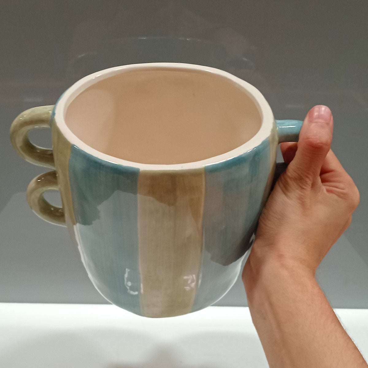 Cachepô Cerâmica Azul 15x22cm - Decoração para Plantas