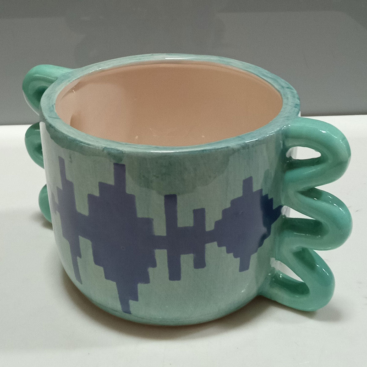 Cachepô de Cerâmica Verde 10x19cm - Cachepot Decorativo para Plantas