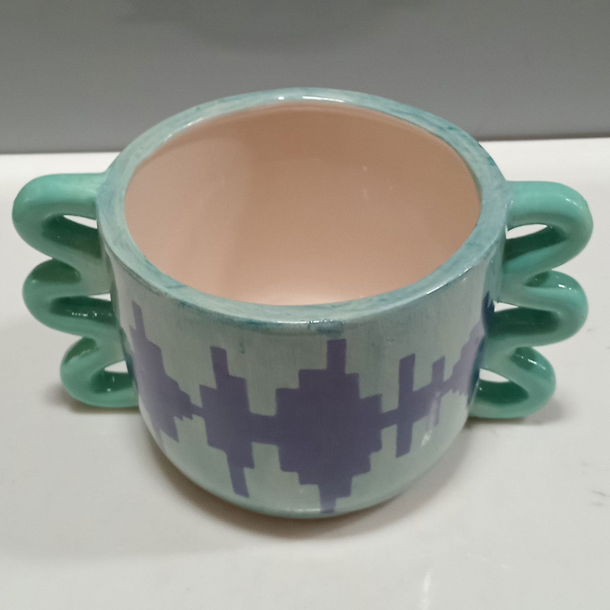 Cachepô de Cerâmica Verde 10x19cm - Cachepot Decorativo para Plantas