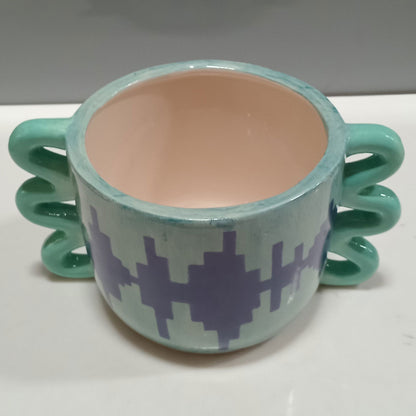 Cachepô de Cerâmica Verde 10x19cm - Cachepot Decorativo para Plantas