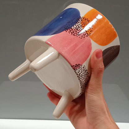 Cachepô de Cerâmica Multicolorido 15x13cm para Plantas