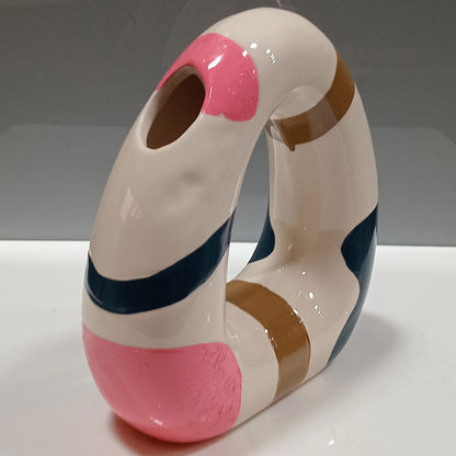 Vaso de Cerâmica Multicolorido 19cm - Decoração Elegante para Ambientes
