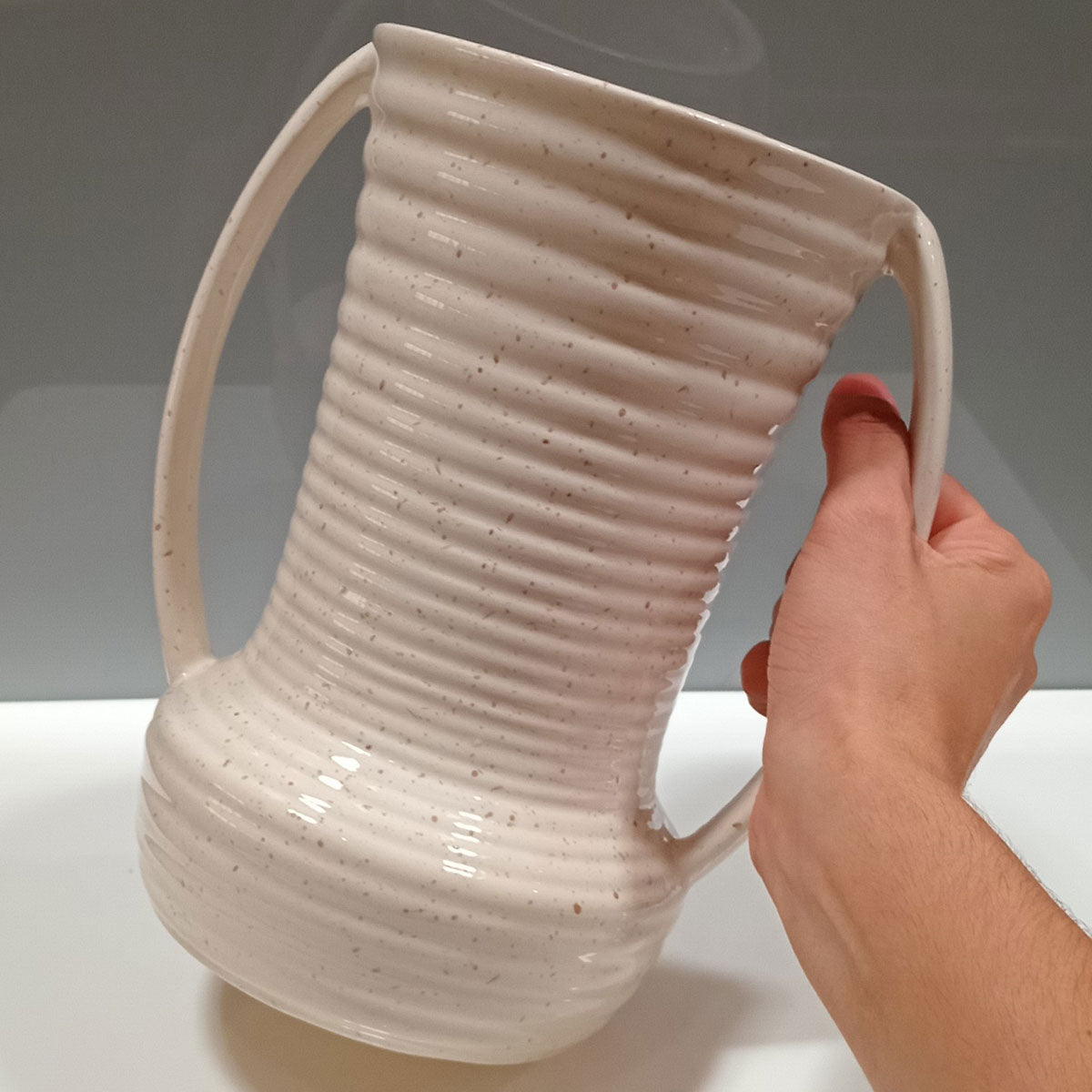 Vaso de Cerâmica Marfim 23x20cm para Decoração de Interiores