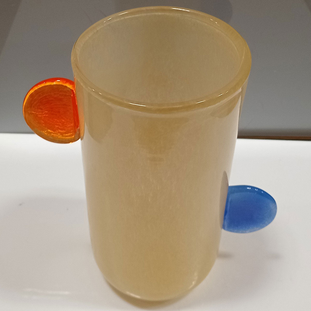 Vaso Vidro 25x21x21cm Marfim