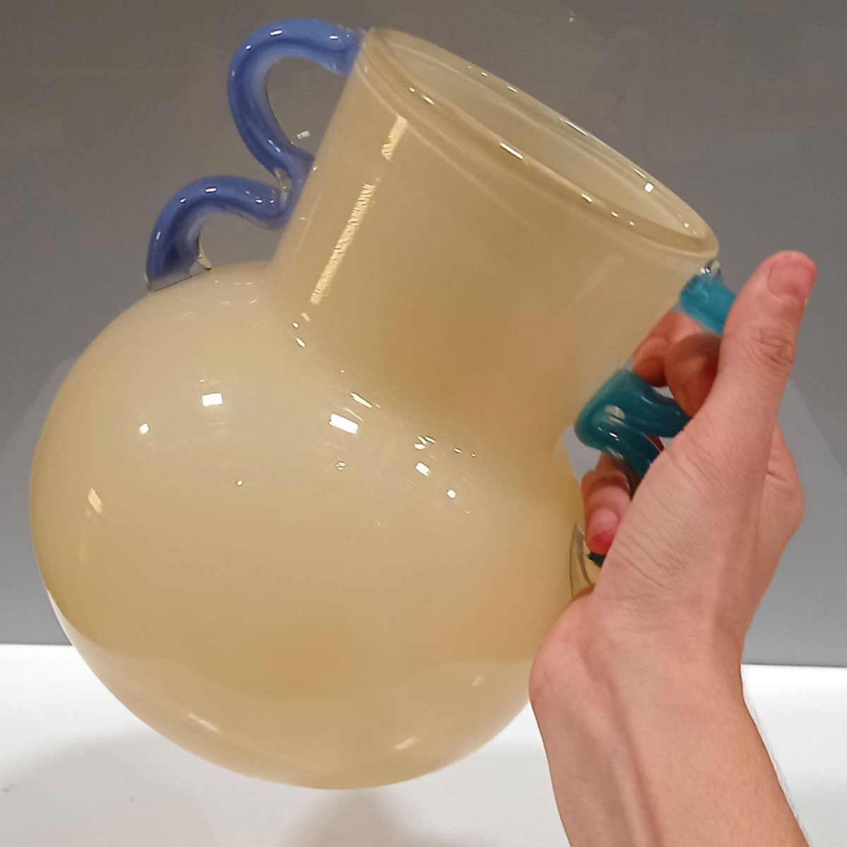 Vaso Vidro 21x17x17cm Marfim