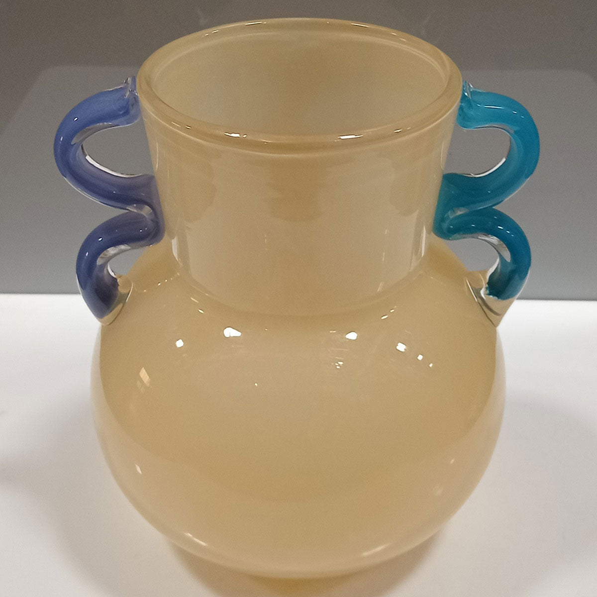 Vaso Vidro 21x17x17cm Marfim
