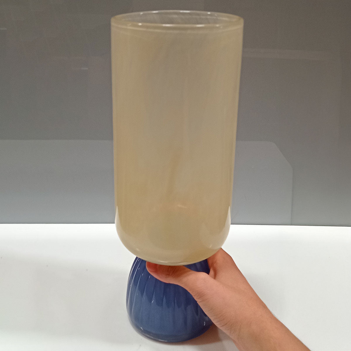 Vaso Vidro 34x12x12cm Marfim