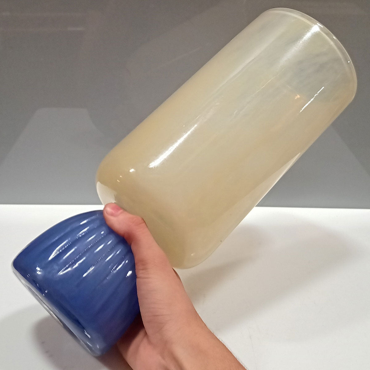 Vaso Vidro 34x12x12cm Marfim