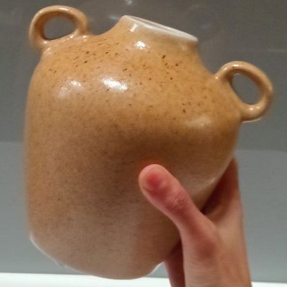 Vaso de Cerâmica Bege 17x17cm para Decoração de Ambientes