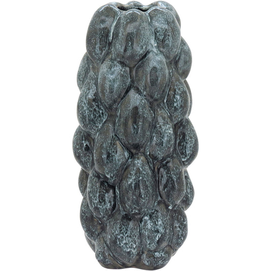 Vaso de Cerâmica Cinza 34cm para Decoração de Ambientes