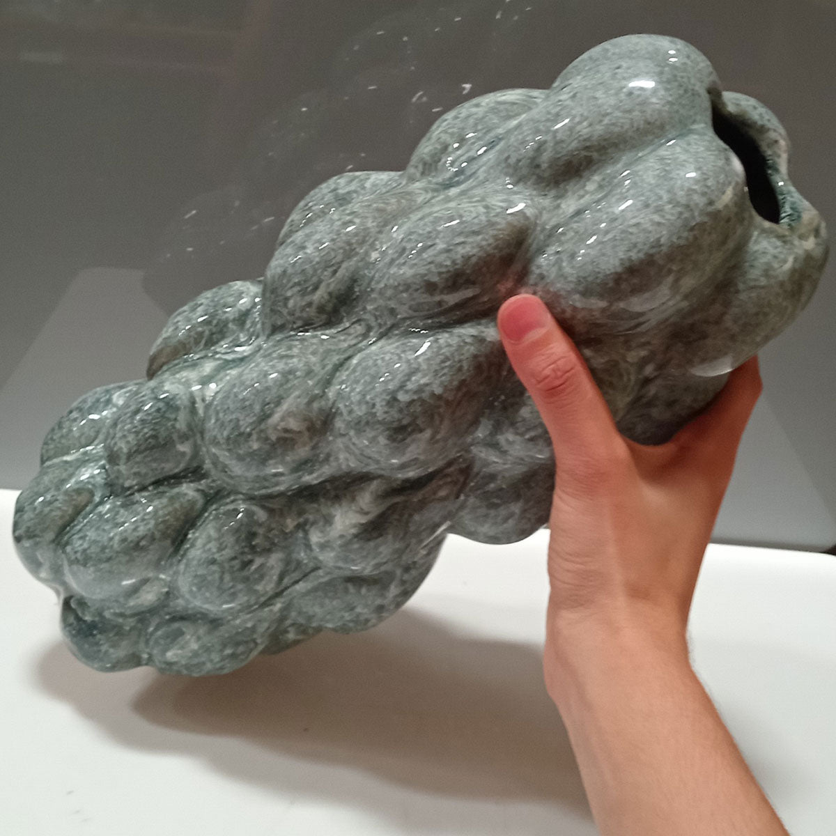 Vaso de Cerâmica Cinza 34cm para Decoração de Ambientes