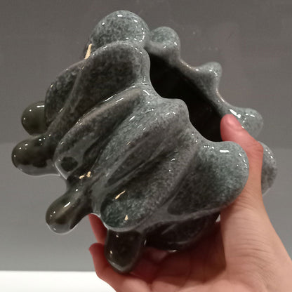 Vaso de Cerâmica Cinza 12x16cm - Decoração Elegante para Ambientes