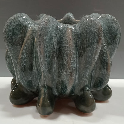 Vaso de Cerâmica Cinza 12x16cm - Decoração Elegante para Ambientes