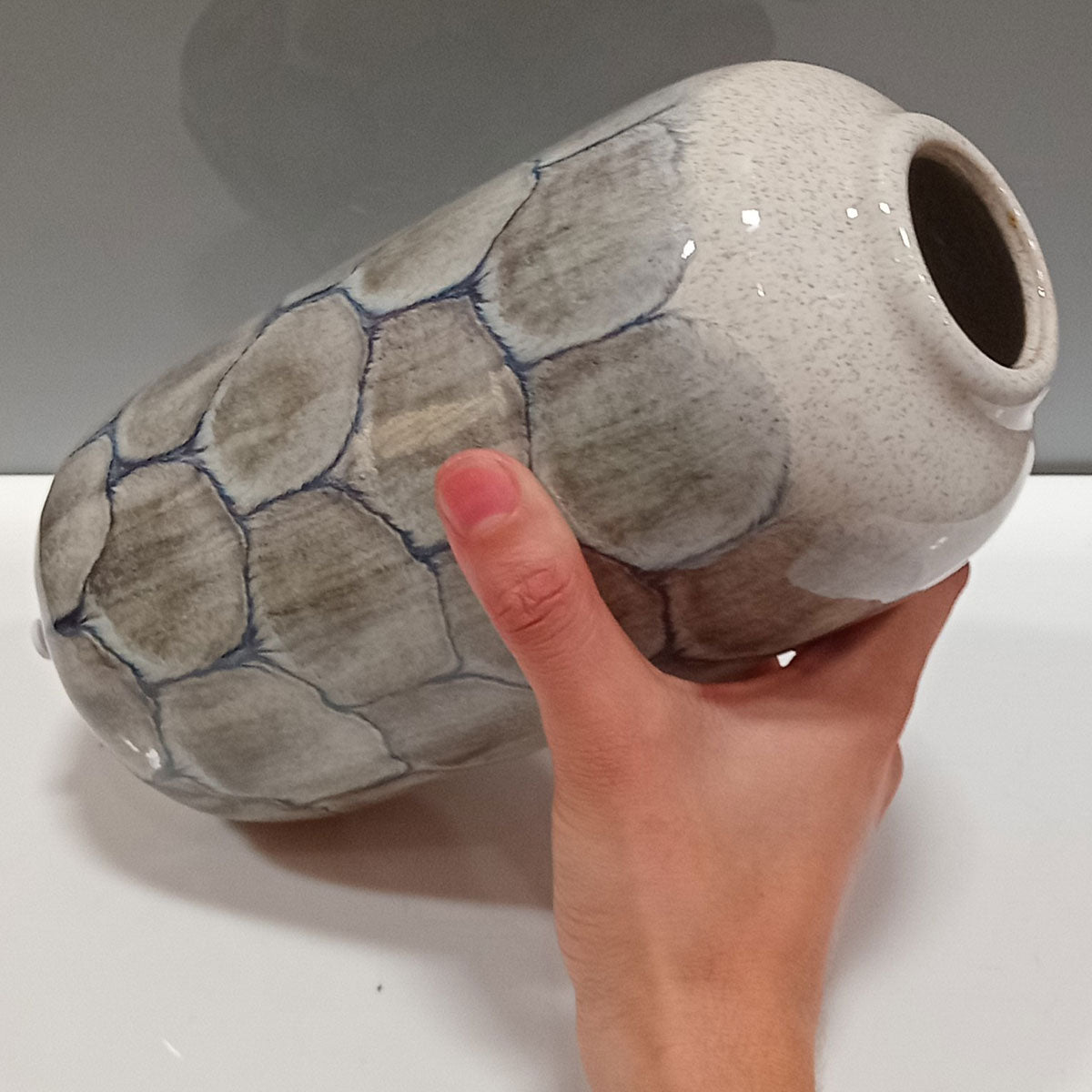 Vaso Cerâmico Azul 23x11cm para Flores - Decoração Elegante