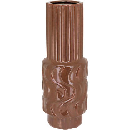 Vaso de Cerâmica Marrom 40x14cm para Flores - Decoração Elegante