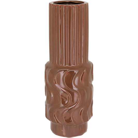 Vaso de Cerâmica Marrom 40x14cm para Flores - Decoração Elegante