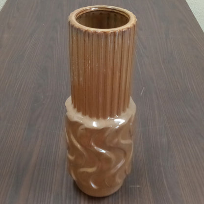 Vaso de Cerâmica Marrom 40x14cm para Flores - Decoração Elegante