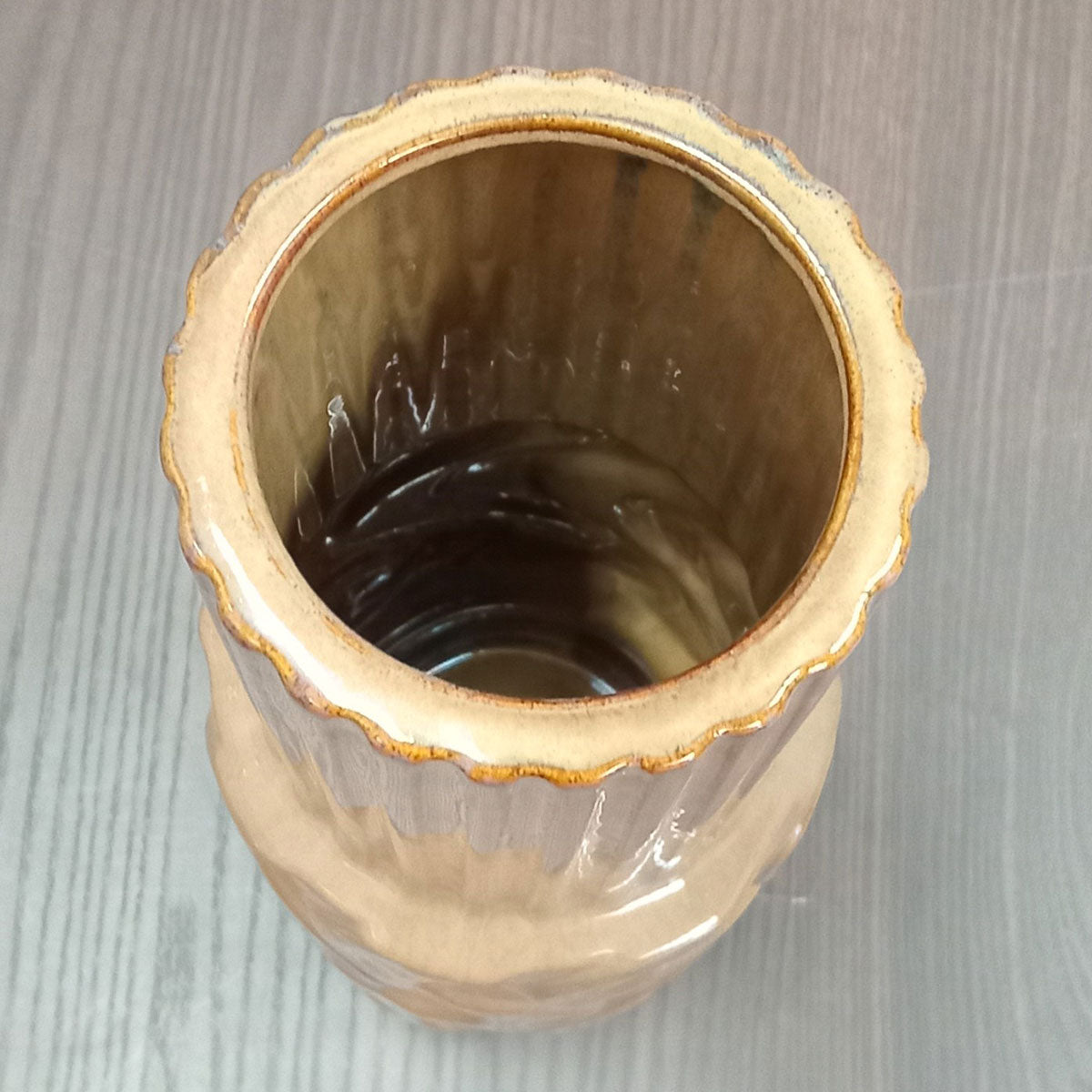 Vaso de Cerâmica Marrom 40x14cm para Flores - Decoração Elegante