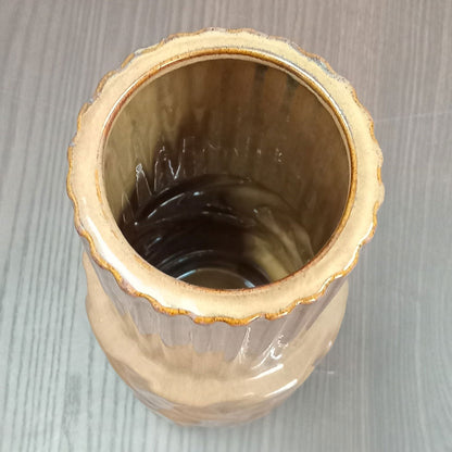 Vaso de Cerâmica Marrom 40x14cm para Flores - Decoração Elegante