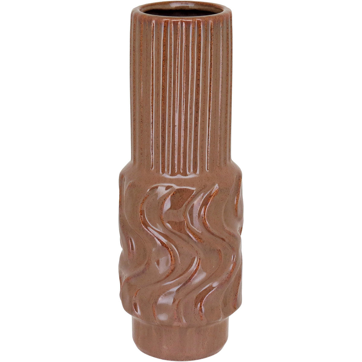 Vaso de Cerâmica Marrom 30x10cm para Decoração de Interiores