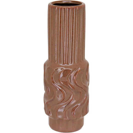 Vaso de Cerâmica Marrom 30x10cm para Decoração de Interiores