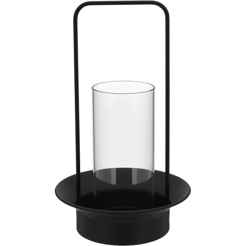 Castiçal de Metal Preto 32x19cm Elegante para Velas Decorativas