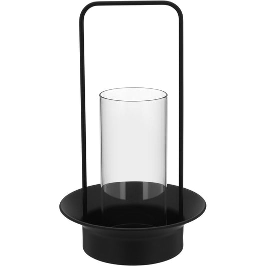 Castiçal de Metal Preto 32x19cm Elegante para Velas Decorativas