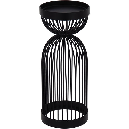 Castiçal Metal Preto 26x10cm - Suporte para Velas Decorativo