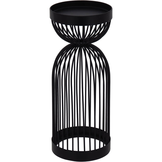 Castiçal Metal Preto 26x10cm - Suporte para Velas Decorativo