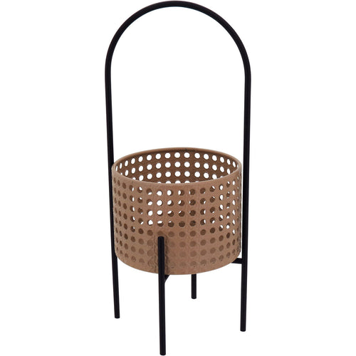 Cachepô de Metal Bege 40x15cm para Decoração de Plantas