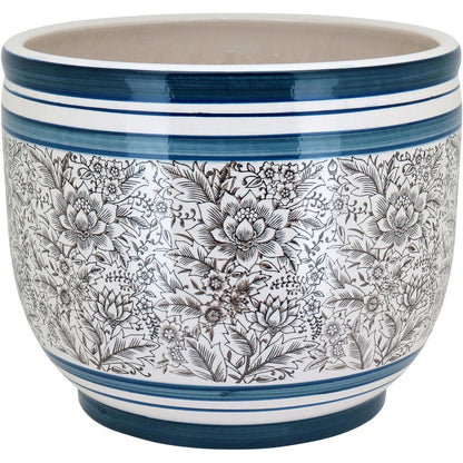 Conjunto de Cachepôs Cerâmica Azul Grande e Pequeno - Decoração Elegante