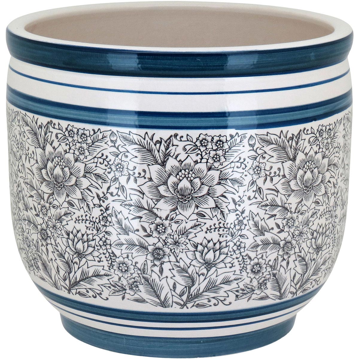 Conjunto de Cachepôs Cerâmica Azul Grande e Pequeno - Decoração Elegante