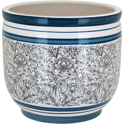 Conjunto de Cachepôs Cerâmica Azul Grande e Pequeno - Decoração Elegante