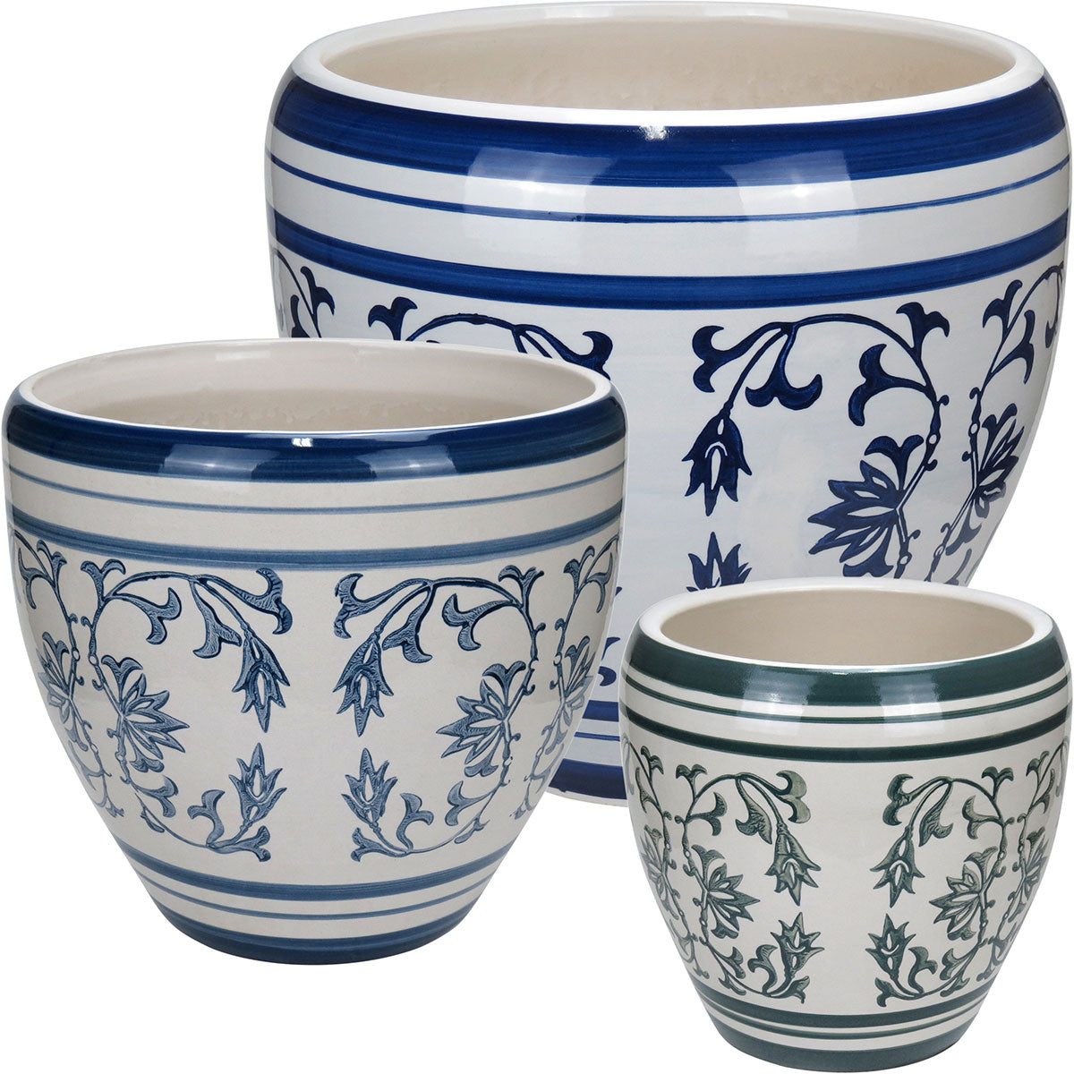 Conjunto de Cachepôs de Cerâmica Multicoloridos - 3 Peças Decorativas