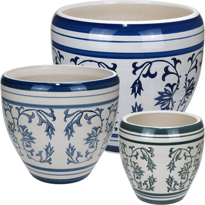 Conjunto de Cachepôs de Cerâmica Multicoloridos - 3 Peças Decorativas