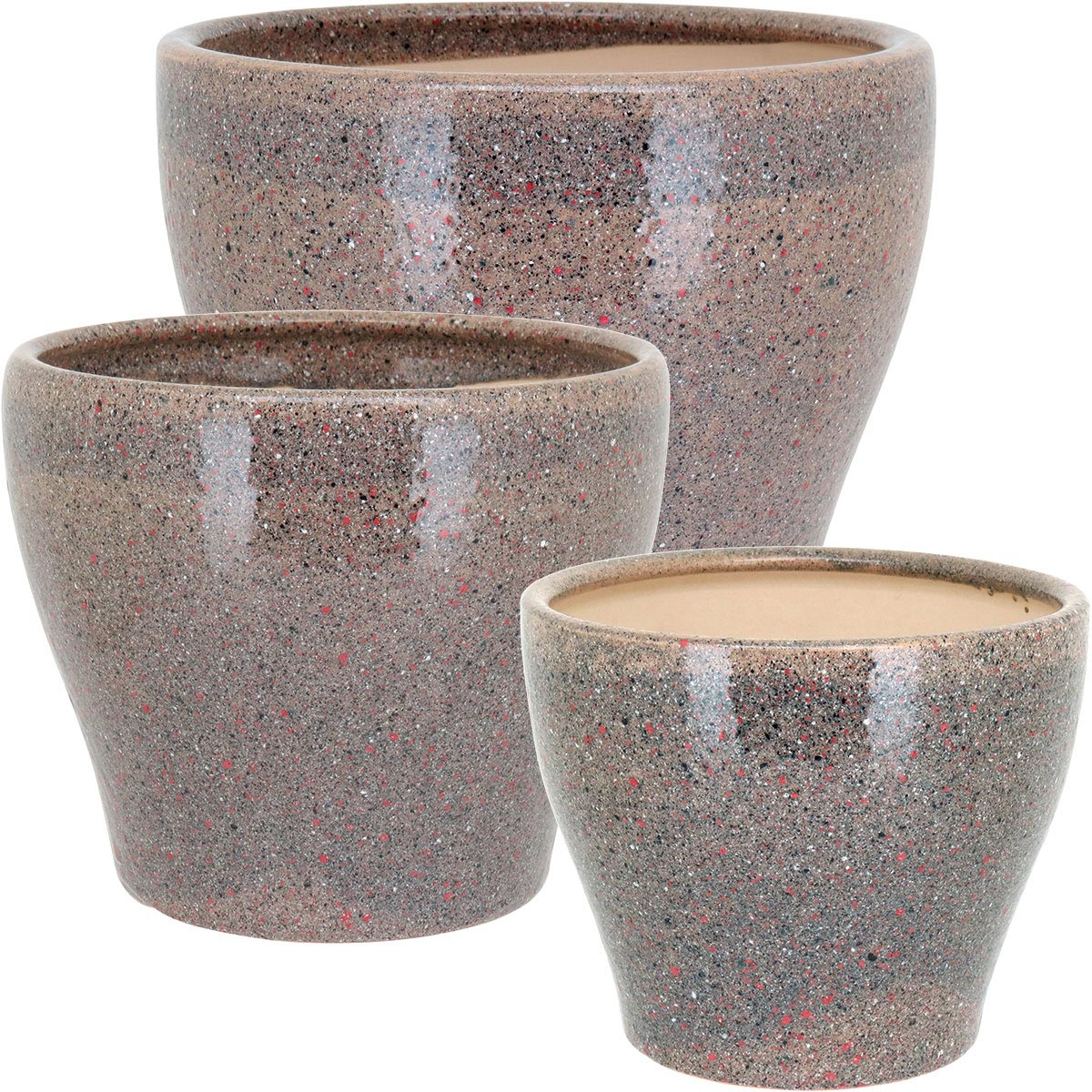 Conjunto de Cachepôs de Cerâmica Bege 3 Peças - Decoração para Plantas