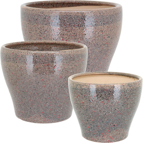 Conjunto de Cachepôs de Cerâmica Bege 3 Peças - Decoração para Plantas