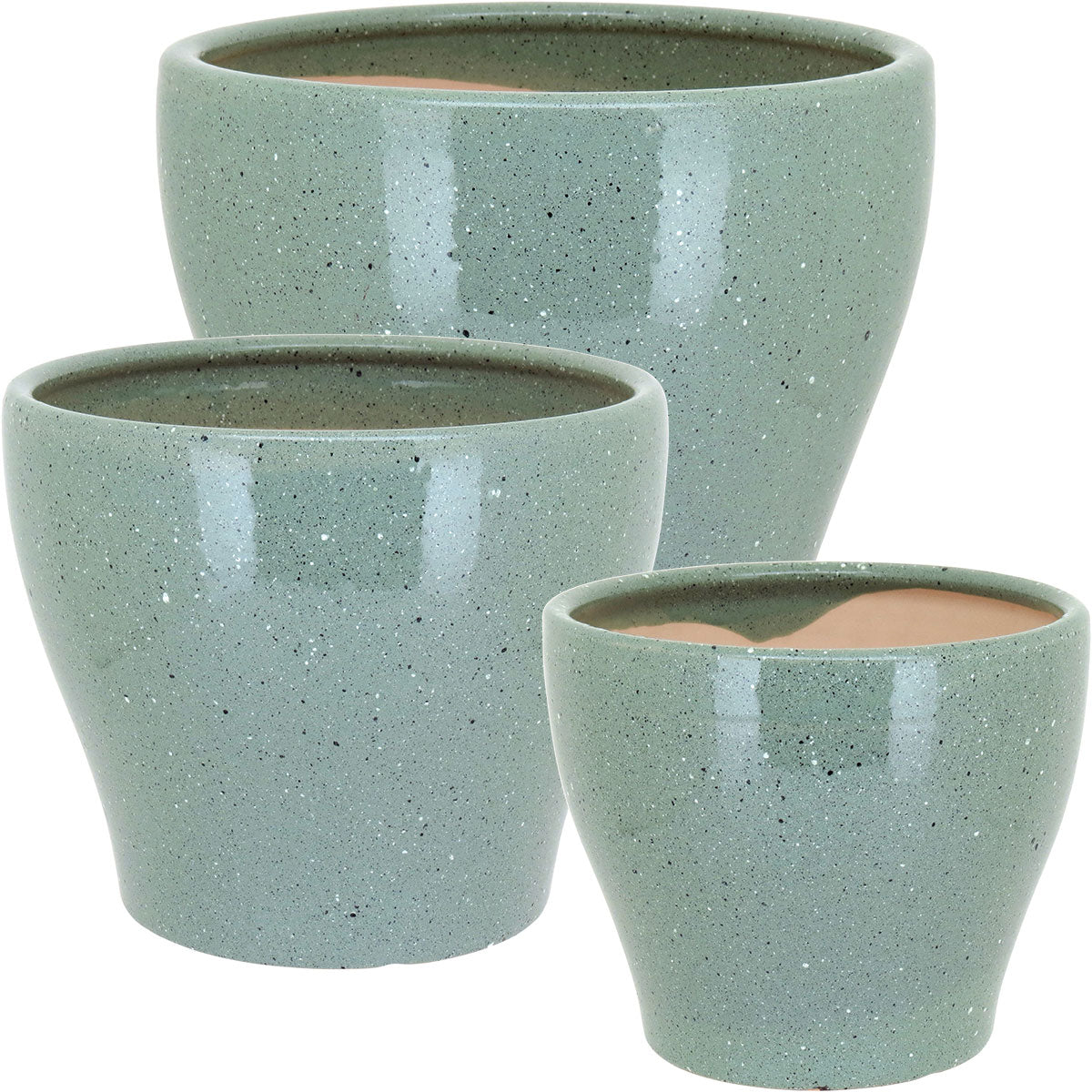 Conjunto de Cachepôs de Cerâmica Verde - 3 Peças para Plantas