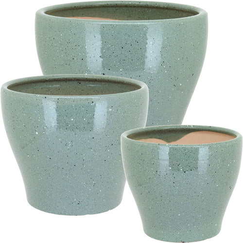 Conjunto de Cachepôs de Cerâmica Verde - 3 Peças para Plantas