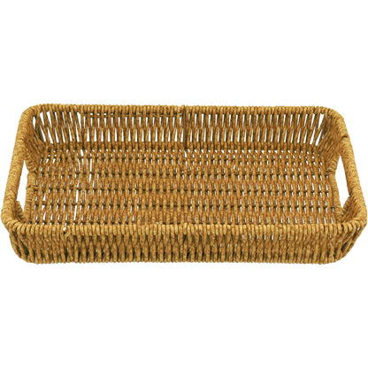 Conjunto de 3 Bandejas Plásticas Naturais Marrom - Tamanhos G, M e P