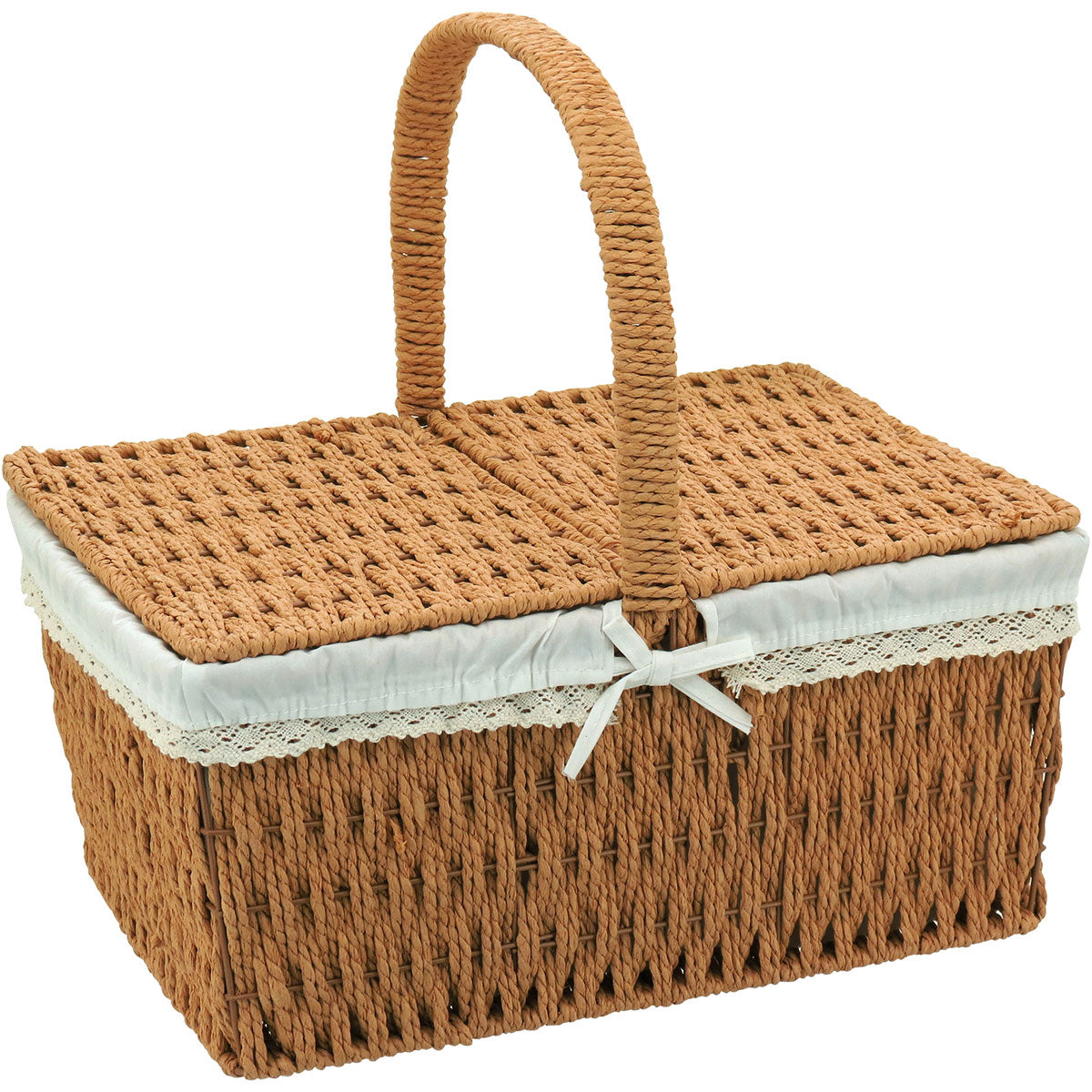 Cesta Piquenique de Fibra Natural 38x40x19cm Marrom - Durável e Prática