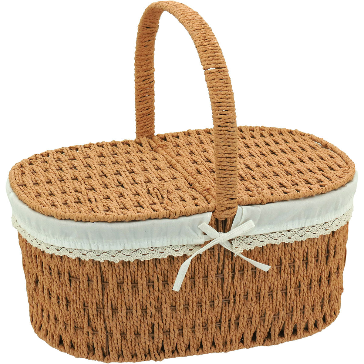 Cesta Piquenique Fibra Natural 41x30x40cm 1,10kg Ideal para Lanches
