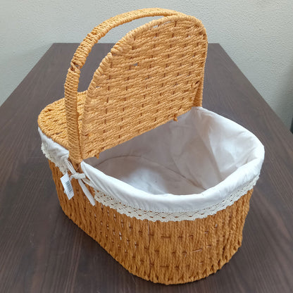 Cesta Piquenique Fibra Natural 41x30x40cm 1,10kg Ideal para Lanches