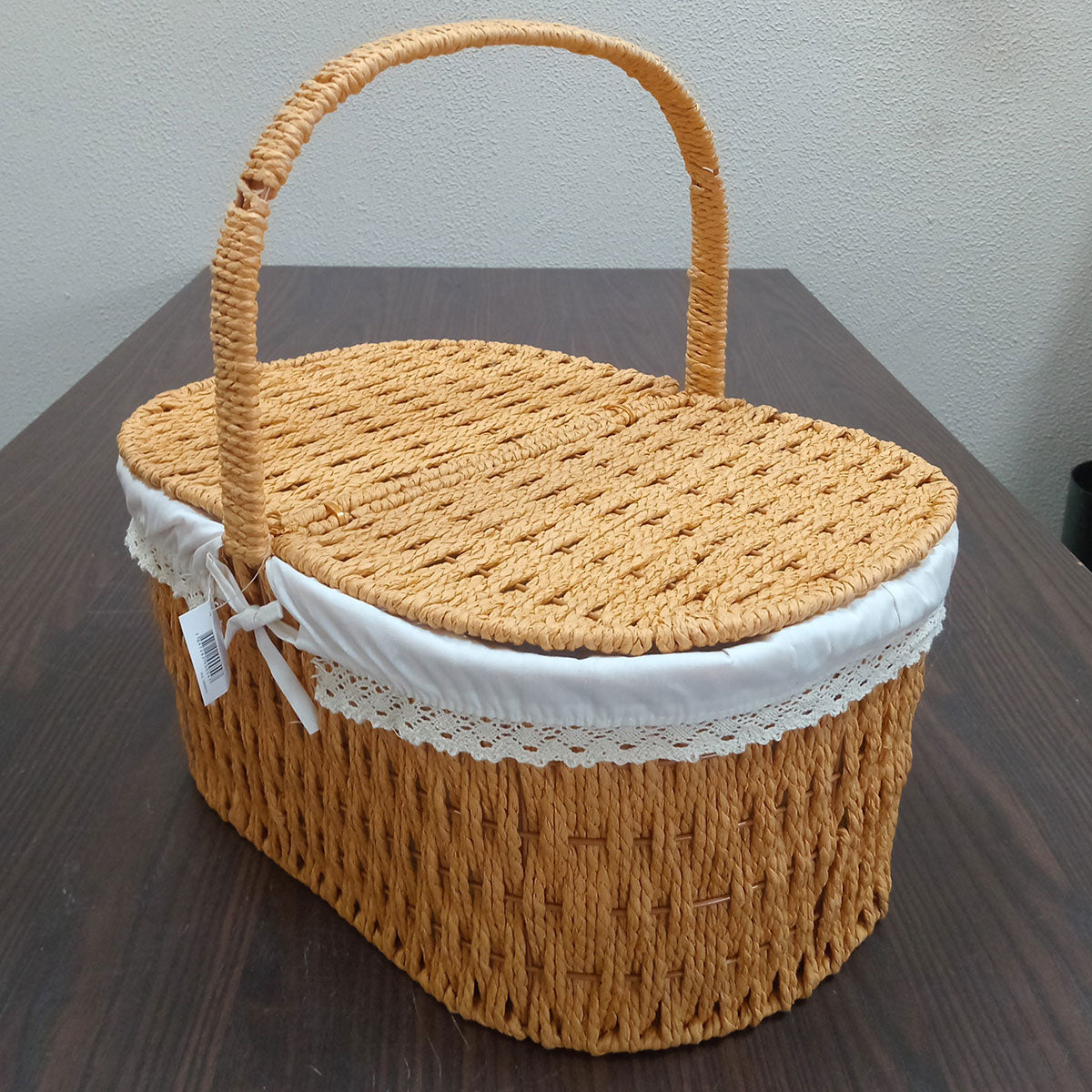 Cesta Piquenique Fibra Natural 41x30x40cm 1,10kg Ideal para Lanches